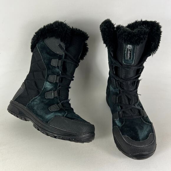 Columbia Ice Maiden II Snow Boots Women's 5 Black Leather Waterproof 1554171011 - Picture 1 of 9